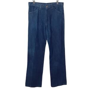 Vintage 70s Rappers Bell Bottom Jeans Disco Flare Leg Plaid Flap Pocket 32x32